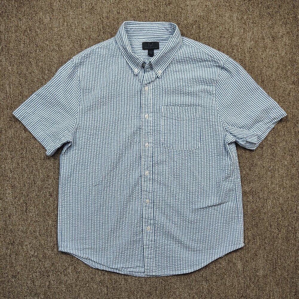 Magaschoni Seersucker Short-Sleeve Button-Down Shirt